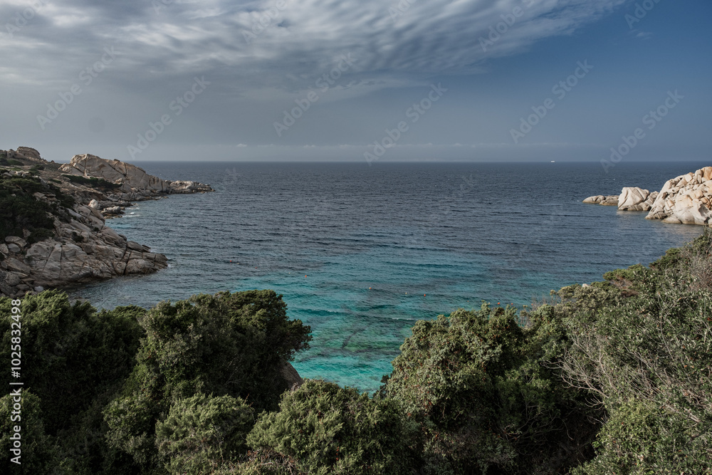 Mediterranean seascape of Gallura coast in northern Sardinia island, Italy