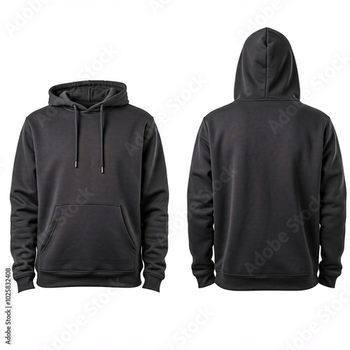 black hoodie mockup front and back view