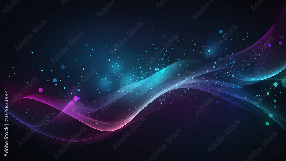 Fototapeta premium Mesmerizing abstract waves with glowing particles create a magical and enchanting visual experience.