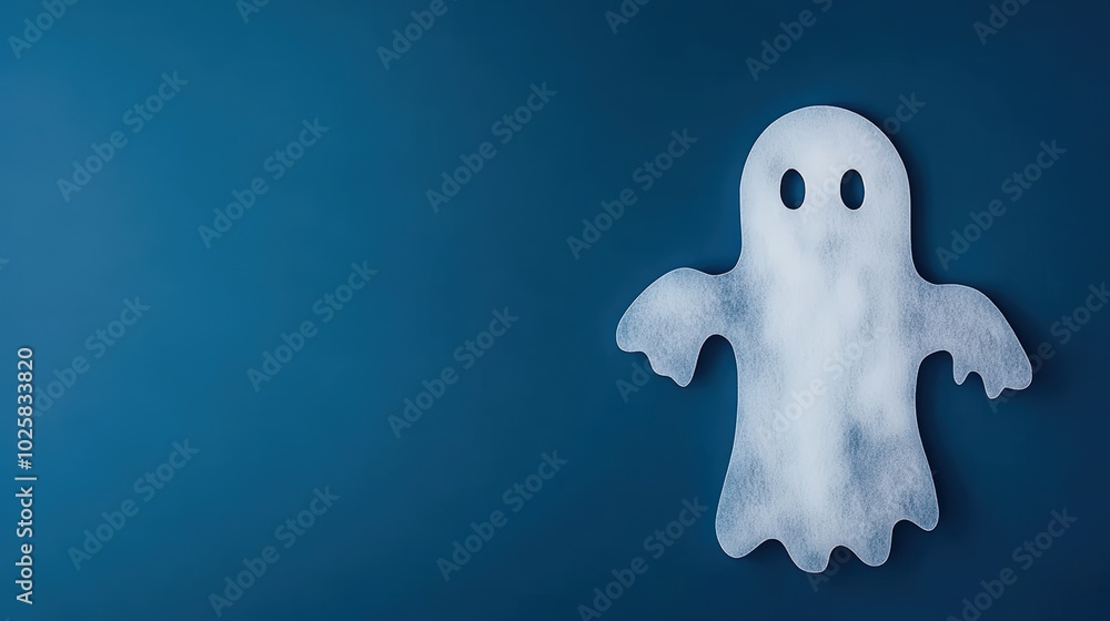 Ghost decoration on a blue background, perfect for Halloween themes. Ghost decoration on a blue background, perfect for Halloween themes.