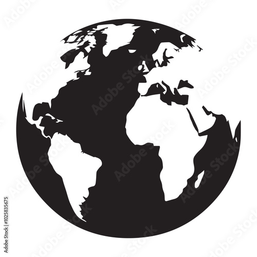 Globe Silhouette Vector | World Map Illustration sign symbol icon 