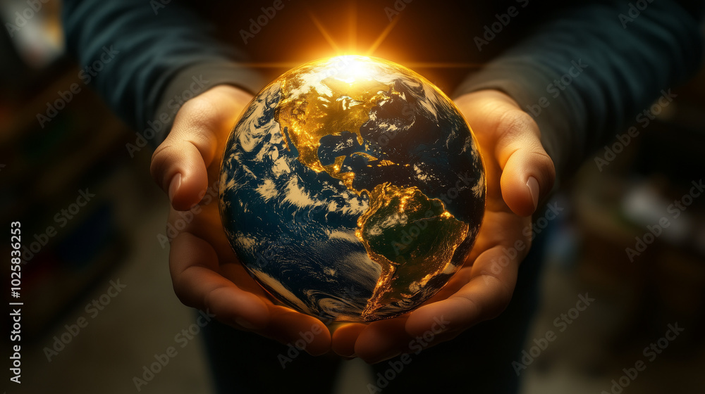 Fototapeta premium hands holding earth