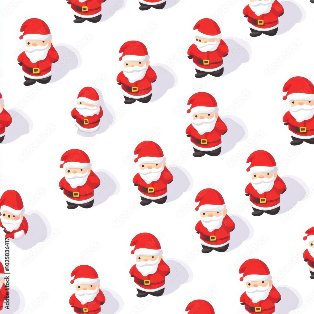 Seamless pattern of cheerful Santa Claus figures on a white background. Seamless pattern of cheerful Santa Claus figures on a white background.
