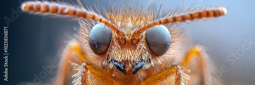 long antennae and hair-like body structures extend from it