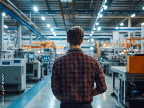 A scene demonstrating industry engineer productivity improvement techniques, using data analysis and workflow adjustments to increase efficiency in a manufacturing setting