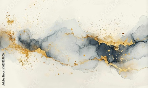 Abstract art with gold and gray paint.