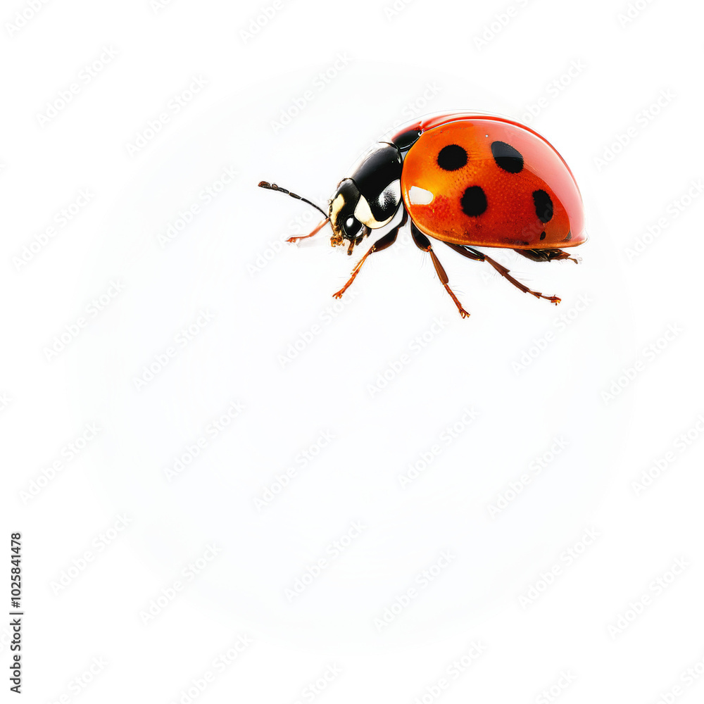 Eyed ladybug Anatis ocellata red elytra with black spots encircled by white rings resembling eyes Eyed ladybug Anatis ocellata red elytra with black spots encircled by white rings resembling eyes