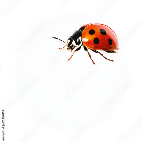 Eyed ladybug Anatis ocellata red elytra with black spots encircled by white rings resembling eyes photo