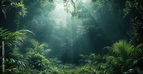 Fototapeta Naklejka Na Ścianę i Meble -  A beautiful dark black jungle background, shining bright in the center bottom, clean and clear tree and jungle background, tree layers.
