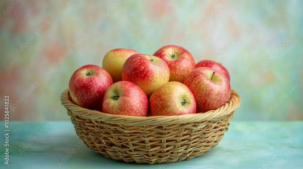 Fresh apples arranged in a bamboo basket on a soft pastel backdrop, showcasing the versatile benefits of Malus domestica for enhancing skin appearance. Fresh apples arranged in a bamboo basket on a soft pastel backdrop, showcasing the versatile benefits of Malus domestica for enhancing skin appearance.
