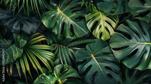 Wallpaper Mural Lush Green Tropical Leaf Pattern Torontodigital.ca