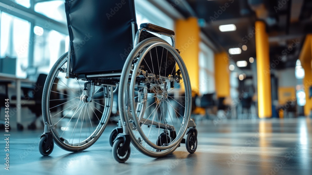 Obraz premium A supportive path to success for individuals with disabilities visual, featuring adaptive technology, inclusive workspaces, and accessible environments, symbolizing equal opportunities and success