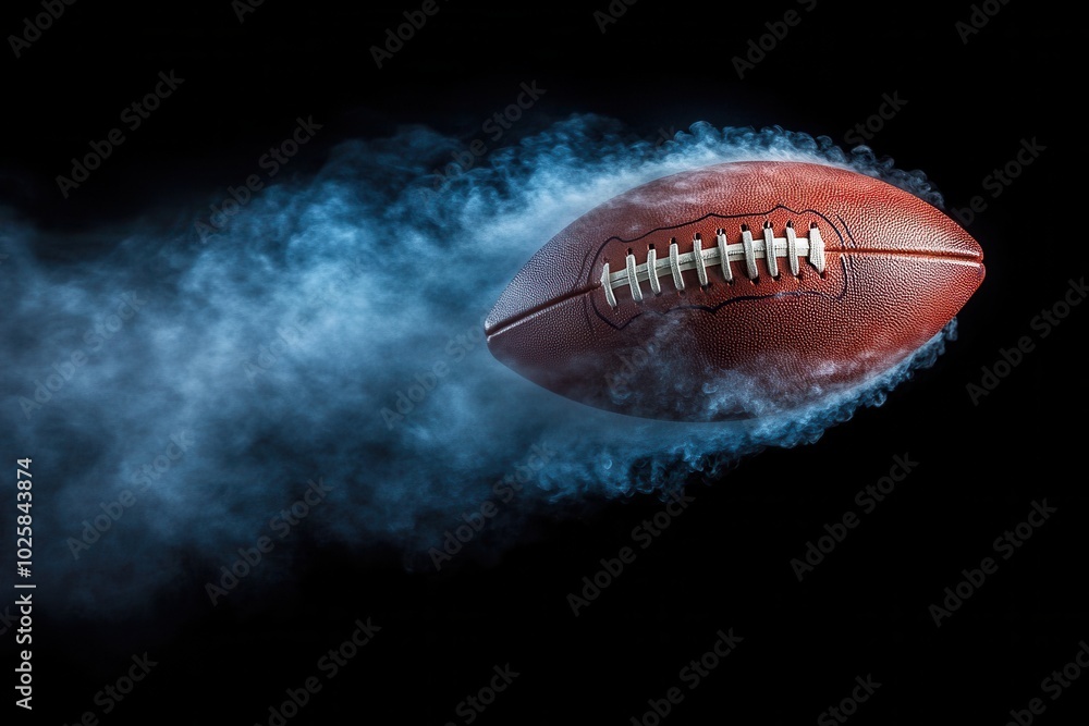 A football is flying through the air with smoke and steam behind it A football is flying through the air with smoke and steam behind it