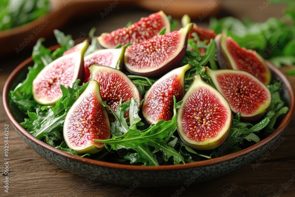 A bowl of green salad with red and yellow fruits A bowl of green salad with red and yellow fruits