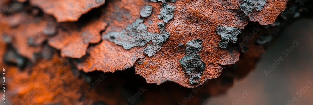 Obraz premium Close-up of orange-brown tree bark with black spots