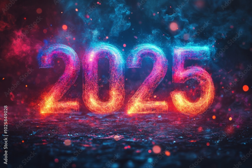 2025 new year with magic colorful particles around new year celebration 2025 new year with magic colorful particles around new year celebration