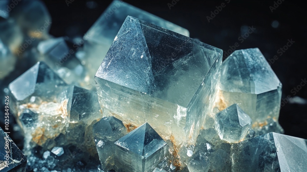 Vivid Fluorite Crystal on Dark Surface, a close-up view showcasing the intricate textures and vibrant colors of a macro mineral specimen against a deep black backdrop Vivid Fluorite Crystal on Dark Surface, a close-up view showcasing the intricate textures and vibrant colors of a macro mineral specimen against a deep black backdrop