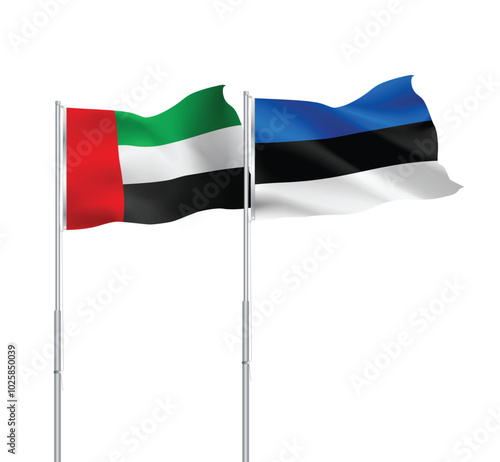 UAE,Estonia flags together on pole