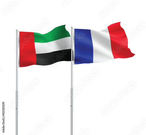 UAE,France flags together on pole