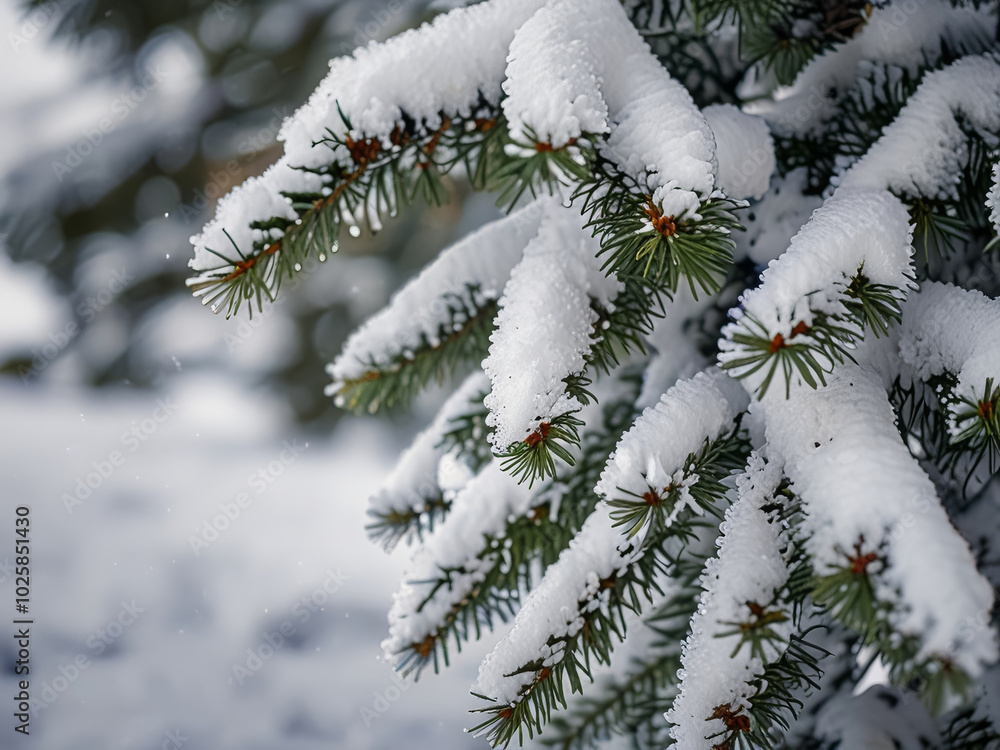 Spruce branches outside, winter landscape. Spruce branches outside, winter landscape.