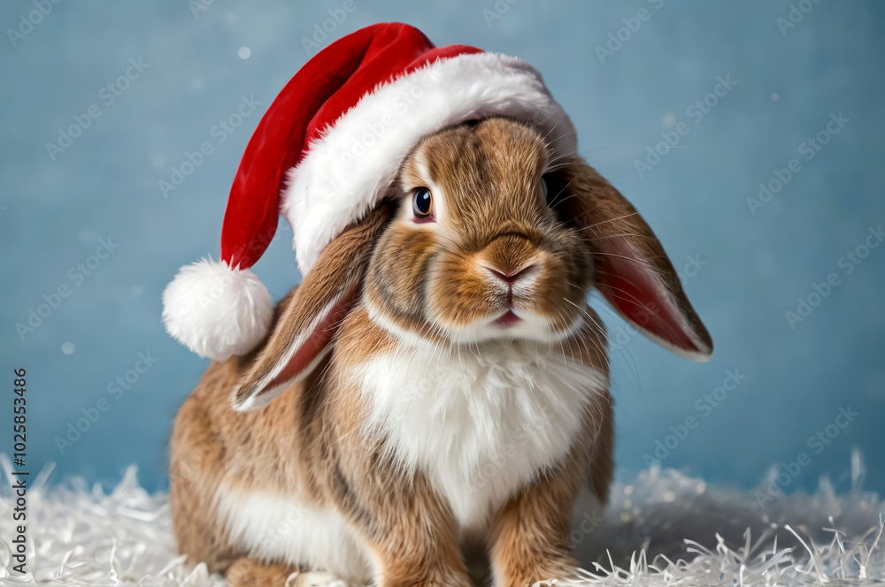 rabbit in a santa claus hat rabbit in a santa claus hat
