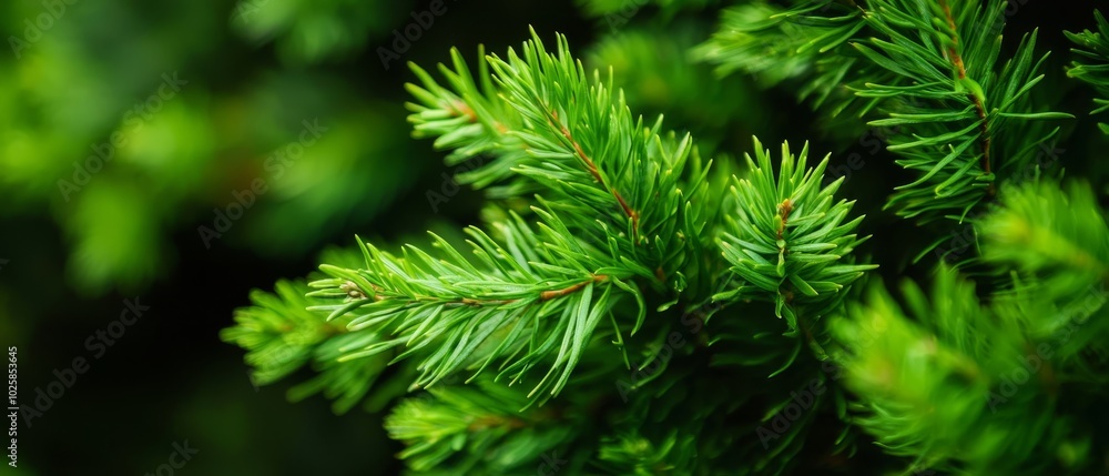 A tree branch, filled with verdant leaves, in sharp focus Background softly blurred A tree branch, filled with verdant leaves, in sharp focus Background softly blurred