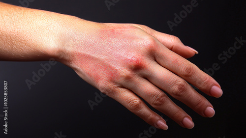 Wallpaper Mural Woman's Wrist with Dermatitis, Featuring Red and Irritated Skin. Torontodigital.ca
