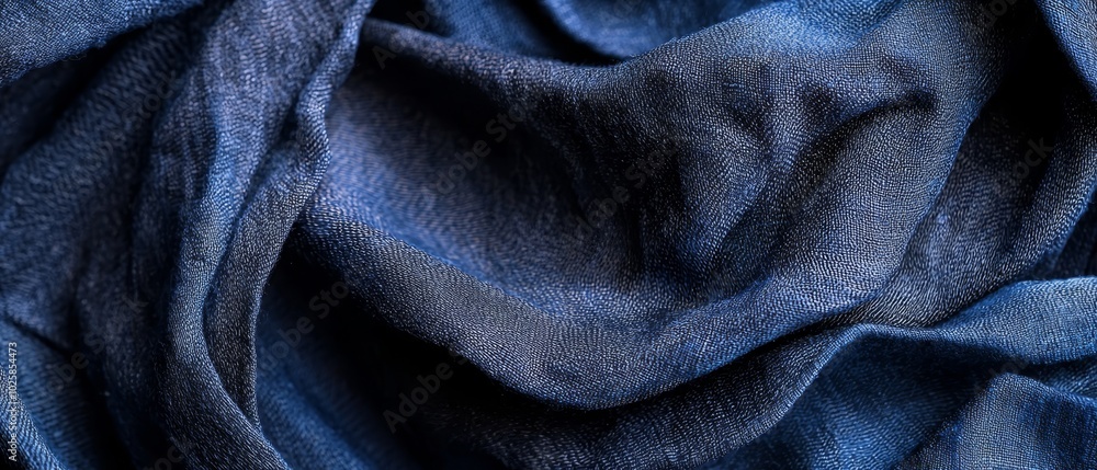 A close-up of a single blue cloth with a consistent texture A close-up of a single blue cloth with a consistent texture