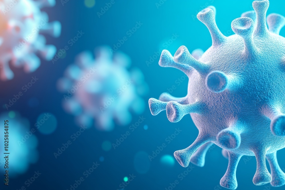 Abstract background with a blue color, virus in dark space. Abstract background with a blue color, virus in dark space.
