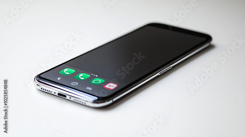 The phone is ringing, indicating an incoming call. The smartphone is shown on a white background.