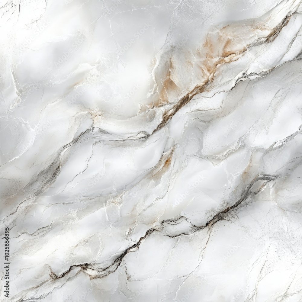 Obraz premium Polished Stone Surface, a smooth and glossy texture showcasing intricate patterns and variations in color on a pristine white backdrop, ideal for design applications.
