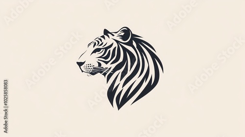 Wallpaper Mural A black and white stylized tiger head illustration with a simple background. Torontodigital.ca