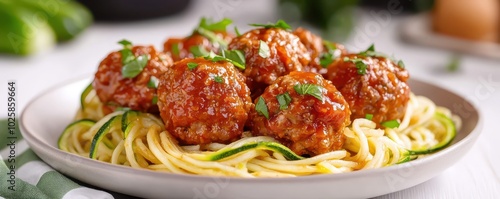  Delicious low-carb keto meatballs made with almond flour, perfectly paired with fresh zucchini noodles.