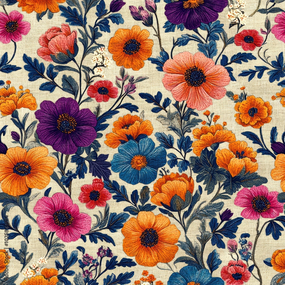 Intricate Floral Motif Seamless Fabric Pattern Intricate Floral Motif Seamless Fabric Pattern