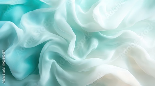 This image displays light and airy chiffon waves in soft aqua tones, evoking a serene and ethereal ambiance with its flowing textures and pastel hues.