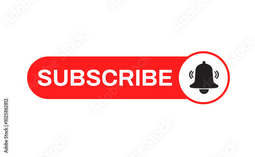 Red button subscribe. subscribe of channel, social media. Vector illustration