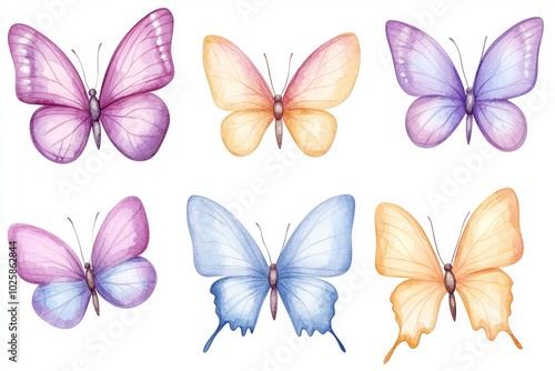 An isolated watercolor illustration of a butterfly. Tropical butterflies for greeting cards, invitations, and designs