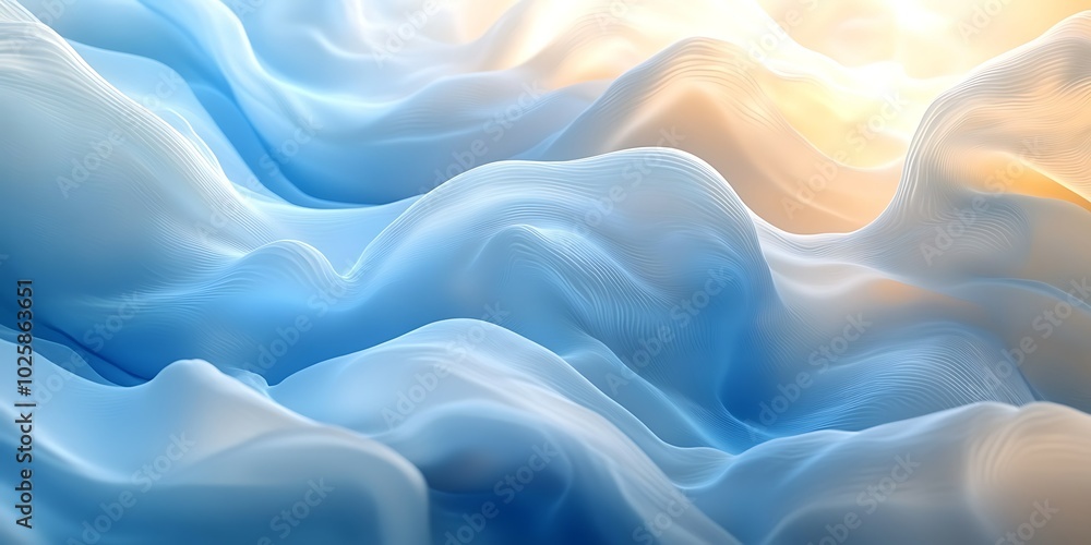 Obraz premium Soft, flowing waves of blue and cream colors.