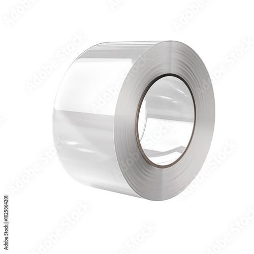 Clear adhesive tape roll placed on a plain background showcasing its smooth texture and seamless design for various practical uses