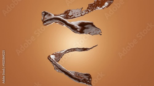 Chocolate flowing, 3D animation of white and brown liquid cream drops splash