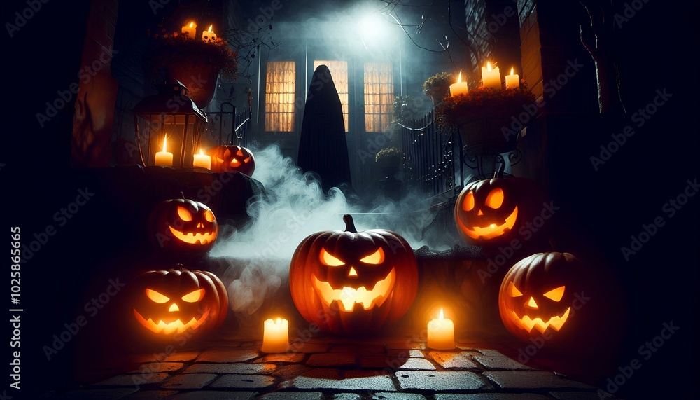 Halloween background with jack-o'-lantern Halloween background with jack-o'-lantern
