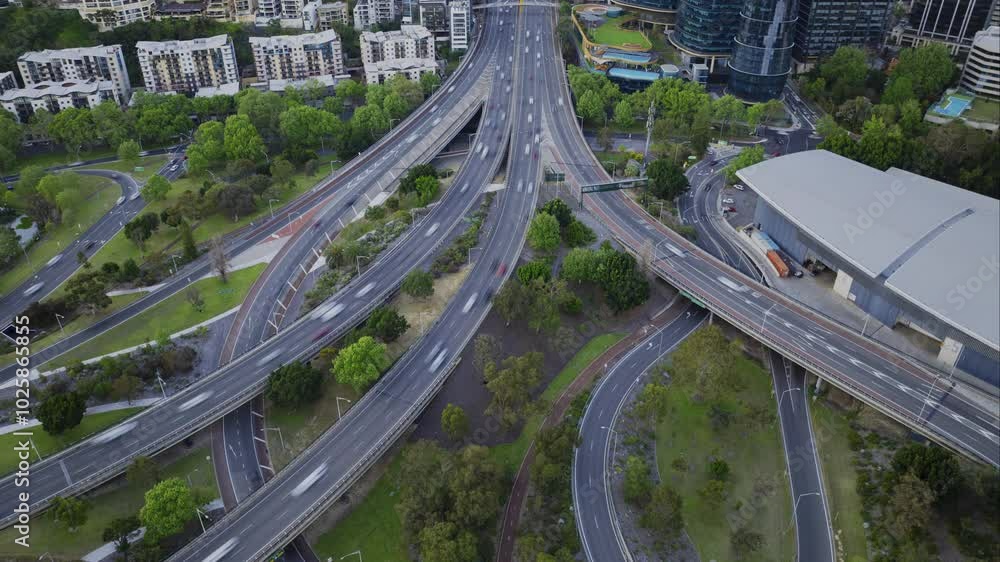 4K Aerial Drone time lapse/Hyperlapse traffic jam interchange freeway road shot mitchell freeway top down, Perth City, Western Australia. 4K Aerial Drone time lapse/Hyperlapse traffic jam interchange freeway road shot mitchell freeway top down, Perth City, Western Australia.