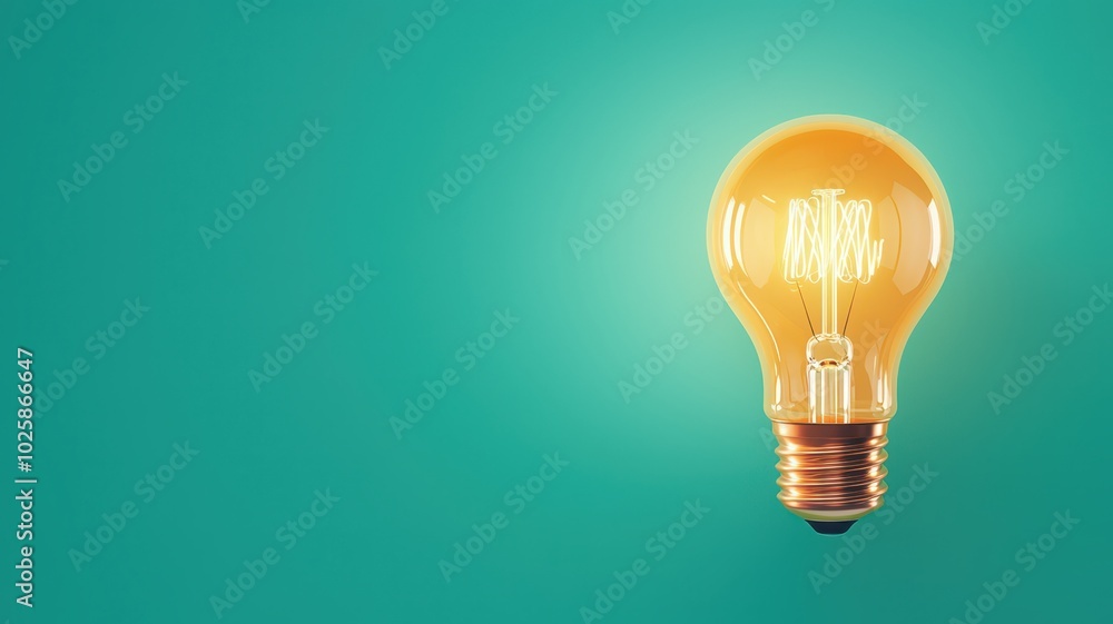 A glowing lightbulb floats elegantly against a minimalistic background, providing clear space for text below. A glowing lightbulb floats elegantly against a minimalistic background, providing clear space for text below.