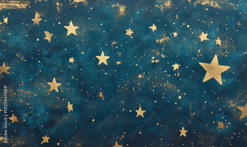 Blue background with gold stars. Blue background with gold stars.