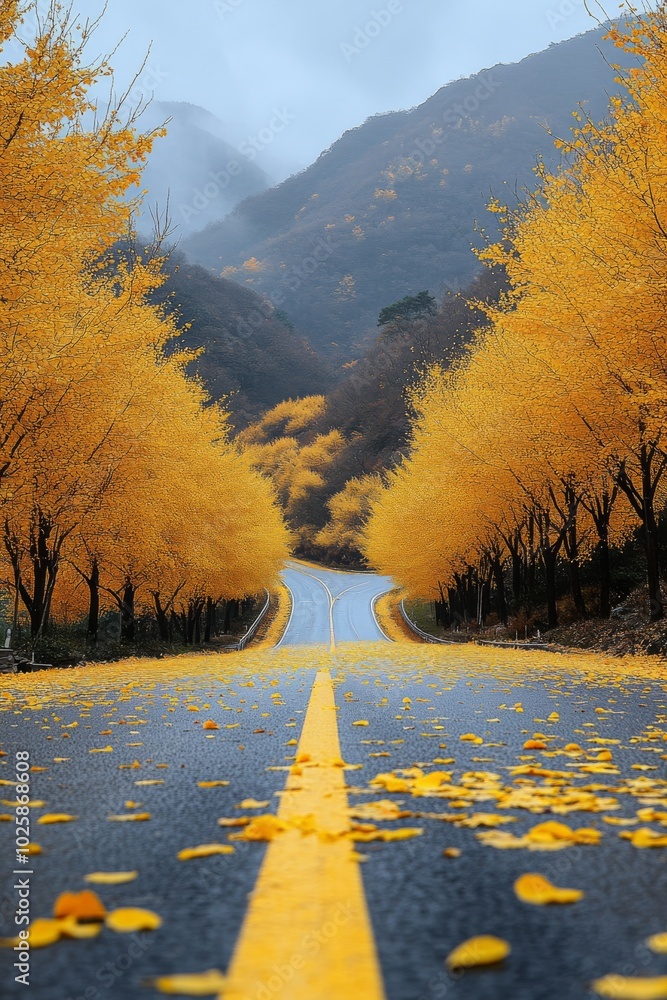 Φωτογραφία the curved road at the bottom of the mountain can't see the end, the wide road i