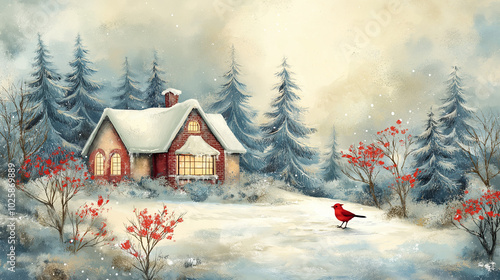 winter landscape with house
