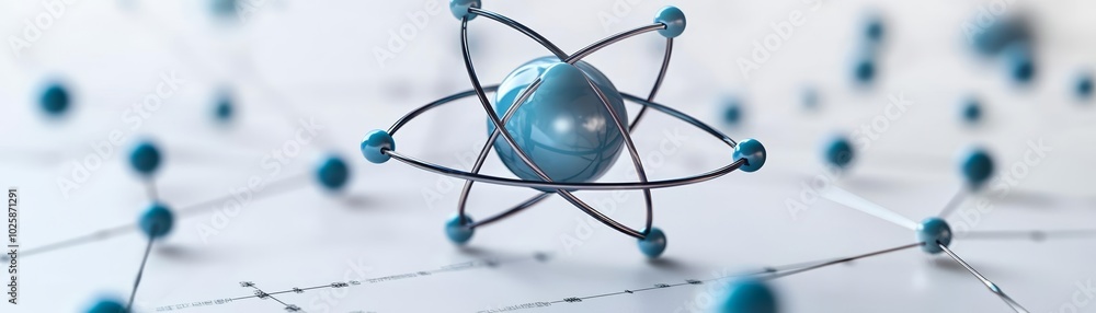 Dynamic image of an atom structure surrounded by intricate network connections Dynamic image of an atom structure surrounded by intricate network connections
