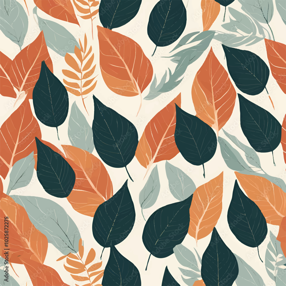 Fototapeta premium Tropical background with palm leaves. Seamless floral pattern. Summer vector illustration. Flat jungle print