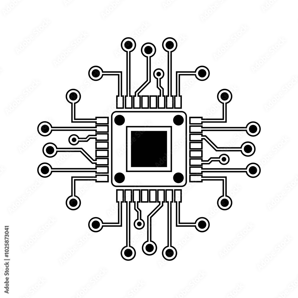 Artificial intelligence AI processor chip icon. Mini AI CPU icon. Artificial intelligence AI processor chip icon. Mini AI CPU icon.
