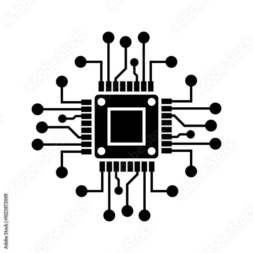 Artificial intelligence AI processor chip icon. Mini AI CPU icon. 